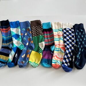 Vibrant Patterned Socks Collection, 8 pair bundle